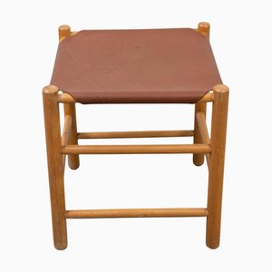 Leather Sling Safari Stool by Ate Van Apeldoorn, 1960s