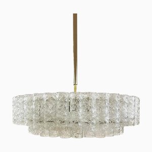 Lampe à Suspension Mid-Century en Verre de Murano Givré de Doria, 1960s