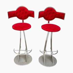 Set de Tabourets de Bar Martini Vintage en Acier et Métal, 1980s