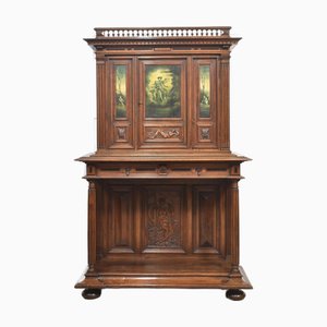 Walnut Carved Cabinet on Stand