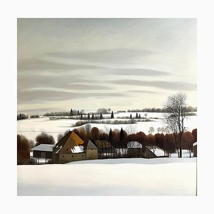 Claude Sauthier, Granja fortificada de Soujet, óleo sobre lienzo, años 70