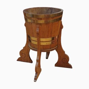 Arts and Crafts Brass Bound Oak Planter, 1890s