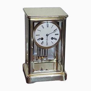 Reloj de repisa francés de finales del siglo XIX de vidrio y latón