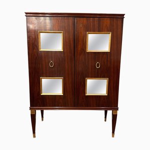 Paolo Buffa zugeschriebener Barschrank mit Spiegelplatten, 1950er