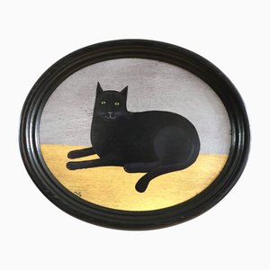 Matt Rix, Gatto nero, Dipinto ad olio, Incorniciato