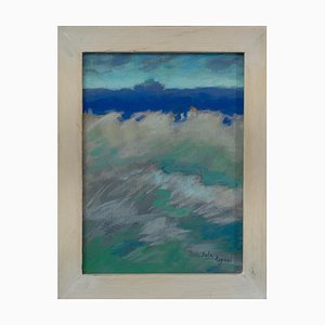 Sula Repani, Abstract Seascape, Oil Painting on Wood, 2024, Framed