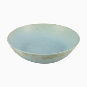Large Vintage Bowl with Glaze in Light Blue Tones, 1980s