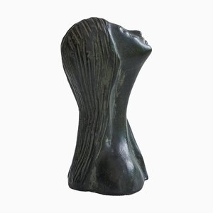 Busto in bucchero in ceramica attribuito a Giò Ponti e Carlo Alberto Rossi, Italia, anni '50