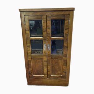 Small Art Deco Display Cabinet in Walnut and Veneer