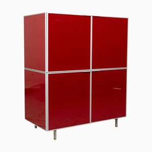 Wood Glass Sideboard in Red High Gloss from Bontempi