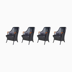 Modern Progetti Leather Armchairs attributed to Umberto Asnago for Giorgetti, Italy, 1980s