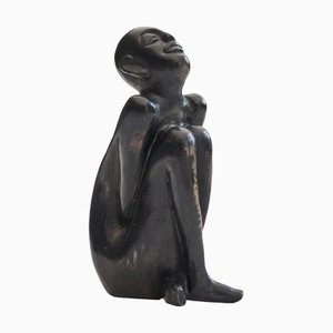 Bronze Sculpture of Sitting Man by Erik Buck, 1950s