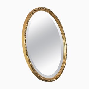 Espejo oval de madera dorada de Dyrlund, años 60