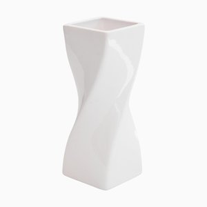 Twisted Vase in White Glazed Ceramic, 1980s