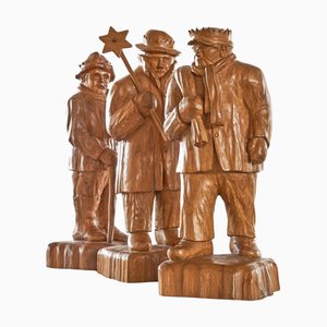 Felix Timmermans, Sculptures Sculptées de 3 Hommes Sages, 1970, Bois, Set de 3