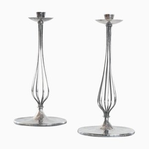 Portacandele placcati in argento di Gustav Beran per Van Kempen & Begeer, anni '60, set di 2