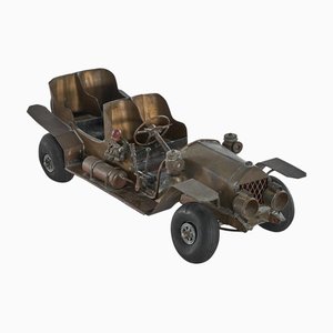 Maquette de Voiture Folk Art Simplex Faite à la Main en Cuivre et Laiton, 1940s