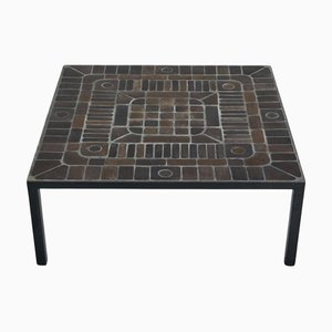 Handmade Coffee Table in Metal with Ceramic Tiles, Belgium, 1960s