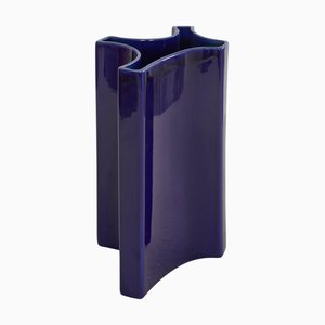 Vase Bleu Radiant attribué à Angelo Mangiarotti pour Fratelli Brambilla Milan, 1968