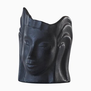 Portalápices Bucchero con cabeza femenina de cerámica de Carlo Alberto Rossi para Gio Ponti, años 60