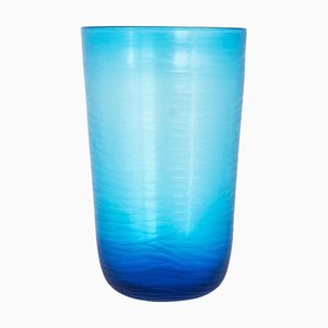 Murano Art Glass Carved Blue Vase by Salviati Battuto for Raak, 1960s