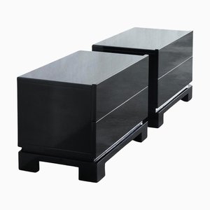 Black Lacquered High Gloss Cabinets by Emiel Veranneman, Belgium, 1980s, Set of 2