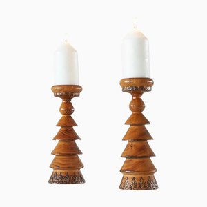 Scandinavian Lacquered Wood Candleholder, 1950s