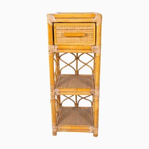 Meuble Vintage en Rotin avec Tiroir et Etagères, 1960s-1970s