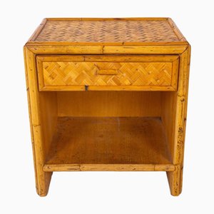 Table de Chevet Vintage en Bambou Tissé, 1960s-1970s