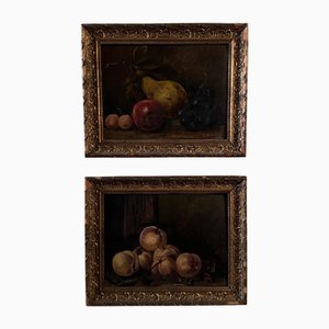 L. Gauthier, Fruit Still Lifes, Oils on Cardboard, 20th Century, Framed, Set of 2