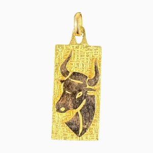 Pendentif Médaillon Taurus Star Sign Zodiac en Or Jaune 18k, France, 1960s