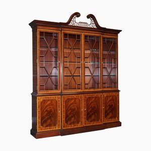 Large Georgian Style Mahogany Breakfront Bookcase