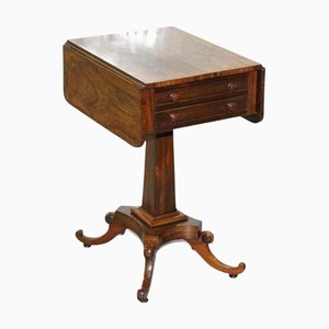 Antique Regency Drop Leaf Worktable with Drawers, 1890s