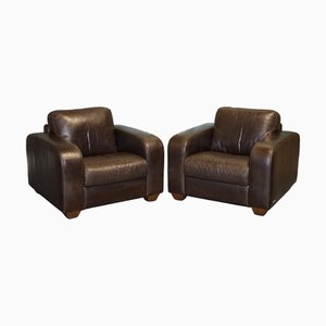 Vintage Brown Leather Armchairs from Sofitalia, Set of 2