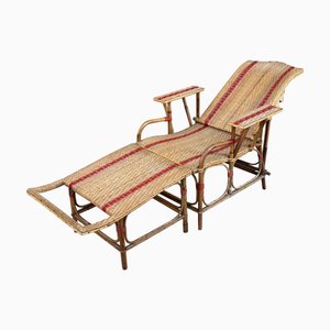 Chaise longue Riviera francesa de bambú y ratán, 1910