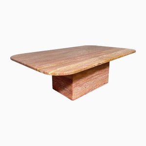 Mesa de centro vintage de mármol naranja y rosa, años 70