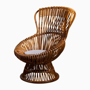 Poltrona Margherita vintage in bambù e vimini di Franco Albini per Bonacina, anni '50