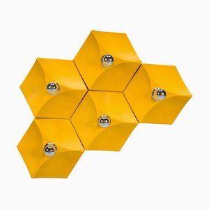 Sechseckige deutsche Vintage Wandlampe von Hoffmeister-Leuchten, 1970er