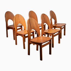Vintage Danish Pine High Back Dining Chairs, 1990, Set of 6