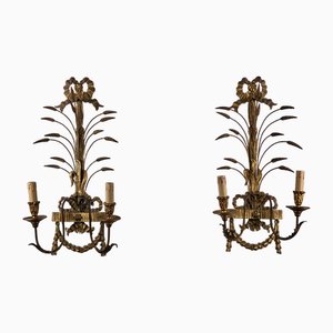 Italian Giltwood and Toleware Wall Sconces, Set of 2