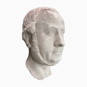 French Plaster Man Head Wall Sculpture, 1900s