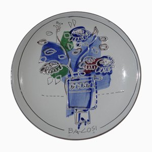 Plato italiano de cerámica Art de Manlio Bacosi Deruta, años 70
