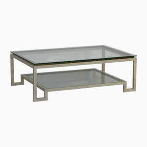 Coffee Table in Crystal with Briar and Brass, 1970s
