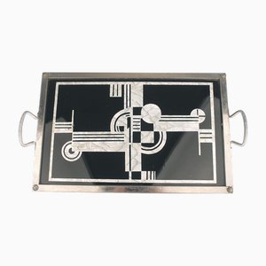 Art Deco Tablett mit geometrischen Mustern, 1930er