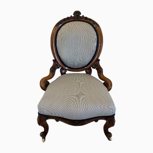 Antique Carved Walnut Victorian Ladies Chair, 1850s