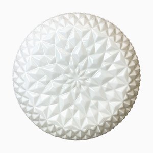 Large Flush Mount Wall in White Glass by Irma Bermudez for Ikea, 1990s