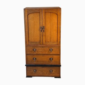 Arts & Crafts Oak Linen Press in the style of Liberty London, 1890s
