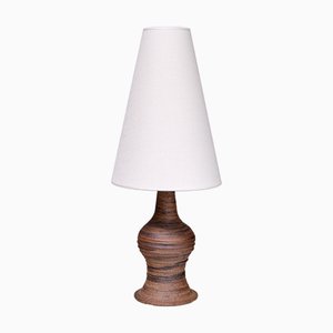 Strukturierte Braune Steingut Tischlampe von Kai Krebs, Tungelsta, Schweden, 1960er