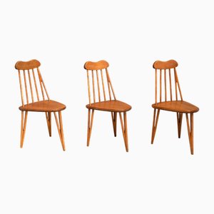 Bo Fjaestad Dreibeinige Stühle aus Birke, Schweden, 1955, 3er Set