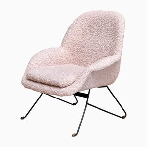 Armchair in Nude White Bouclé by Augusto Bozzi for Saporiti Italia, Italy, 1950s